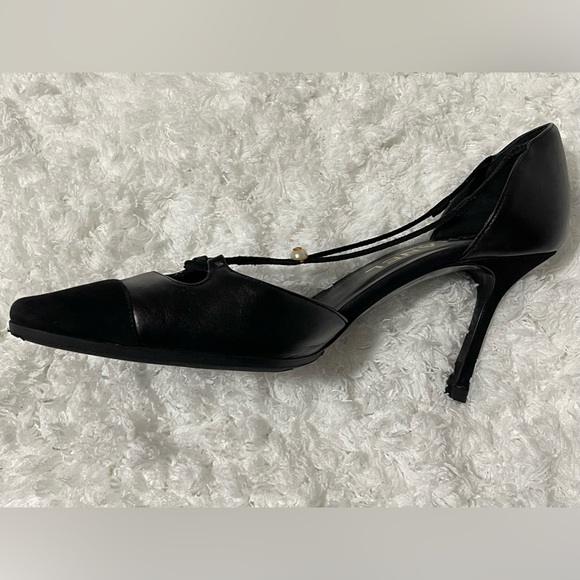 CHANEL Vintage Black Leather Pumps Heels Shoes Size 38 - Picture 4 of 12